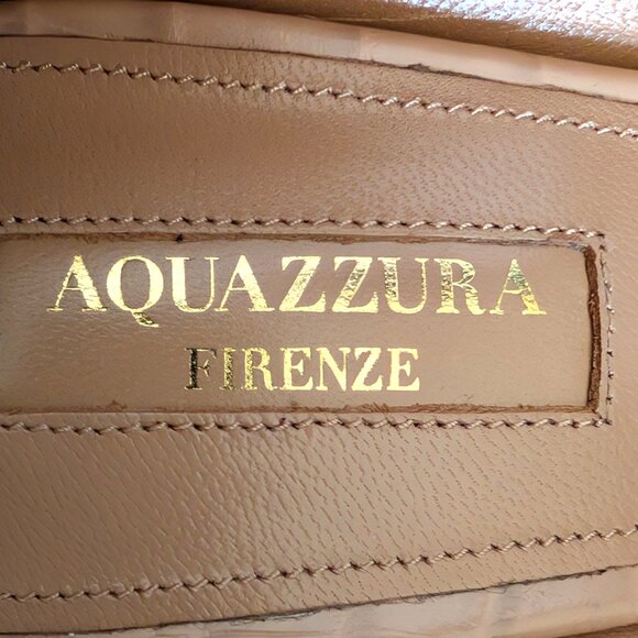 Aquazzura Womens Size 35 (US 5) Beige Leather Croc Embossed Purist Heels Pumps - Picture 8 of 9